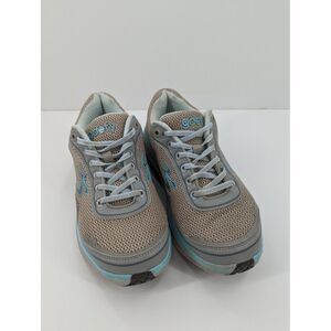 Women's GDEFY Gravity Defyer Gray Blue Verso Shock Walking Shoes, Size 7.5